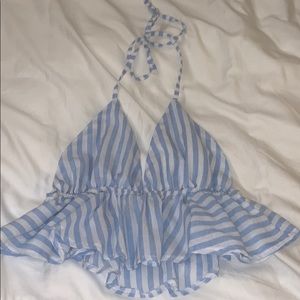 Cute Blue and White Crop Top